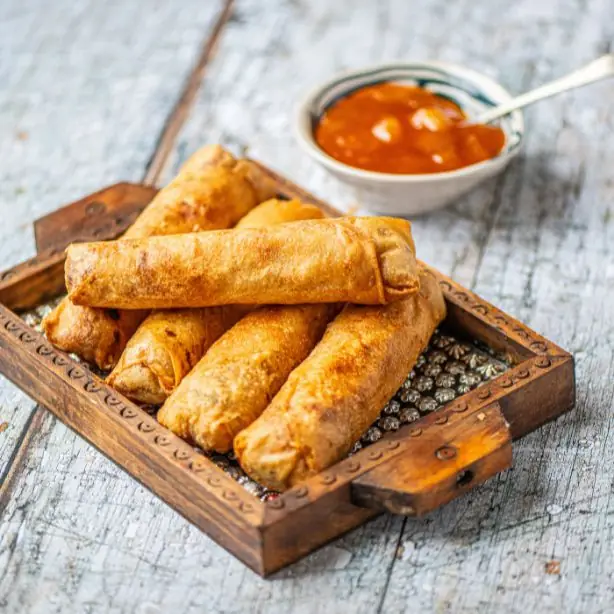 Crispy handmade lamb spring rolls product page | Alvi's Homemade